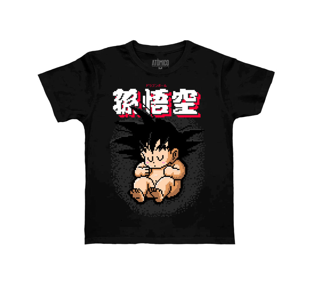 Goku 8-bit Negro - Playera NIÑO Anime