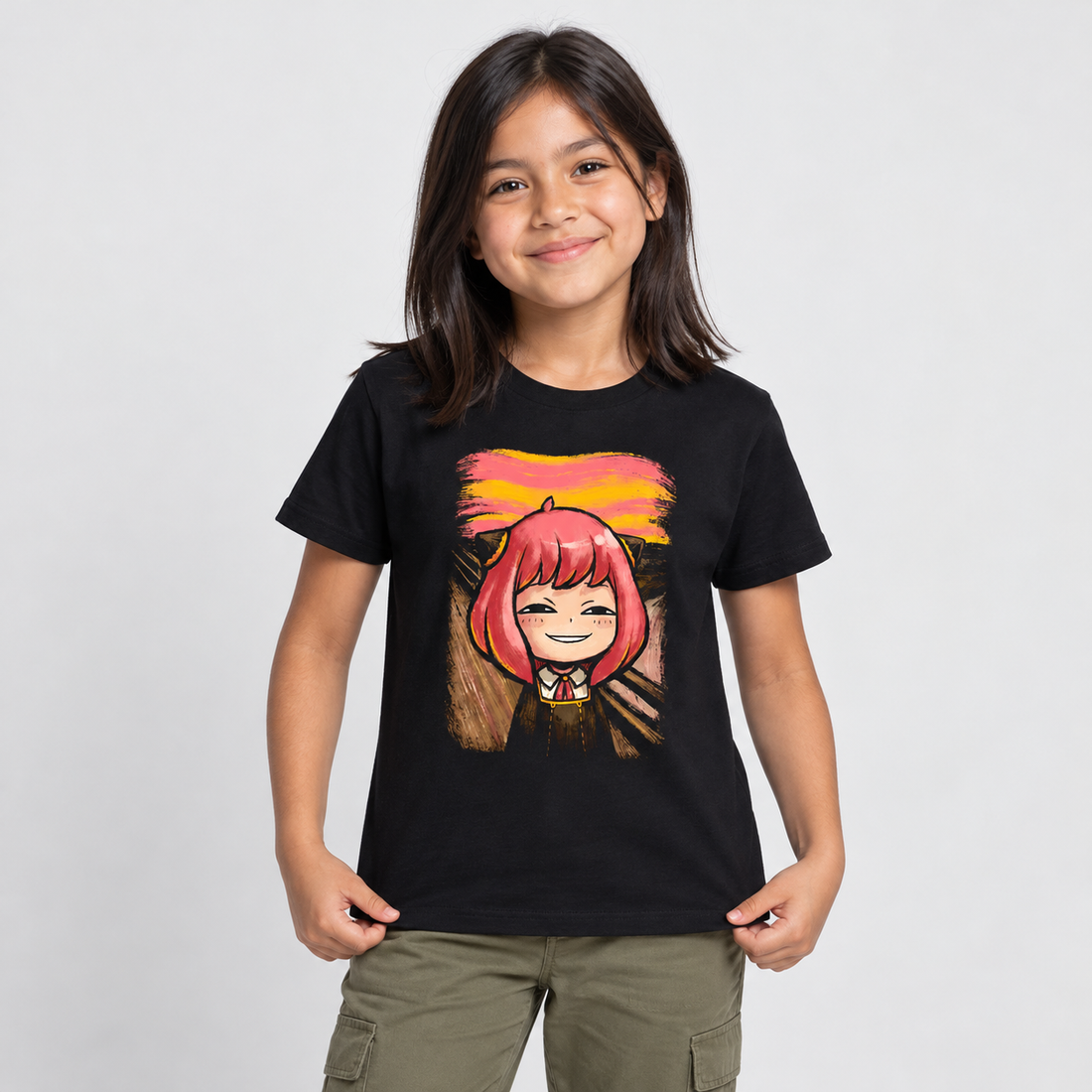 Anya Scream - Playera NIÑO Anime, vista frontal con modelo 1