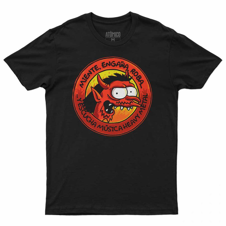 Miente, engaña, roba y escucha música Heavy Metal 🤘 - Playera CABALLERO