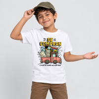 Fierro Viejo Blanco - Playera NIÑO Chilango, vista frontal con modelo 2
