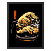 Café, póster con marco negro MDF sin paspartú, impresión de 30 × 40 cm.