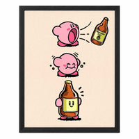 Caguama Kirby, póster con marco negro MDF sin paspartú, impresión de 30 × 40 cm.