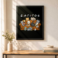 Gatifriends sin paspartú, colgado en una pared.