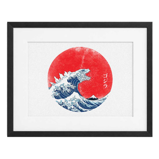 Godzilla Wave — Póster con marco – Atómico