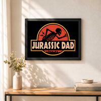 Jurassic Dad sin paspartú, colgado en una pared.