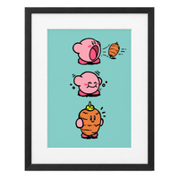 Kirby al Pastor con paspartú blanco y marco negro MDF, vertical, vista frontal.