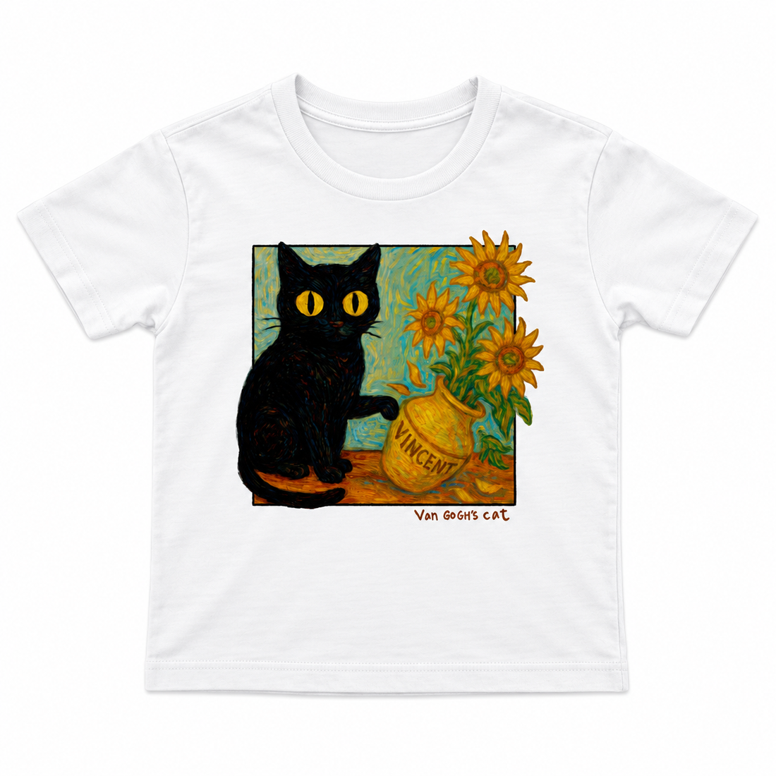 El Gato de Van Gogh Blanco - Playera NIÑO