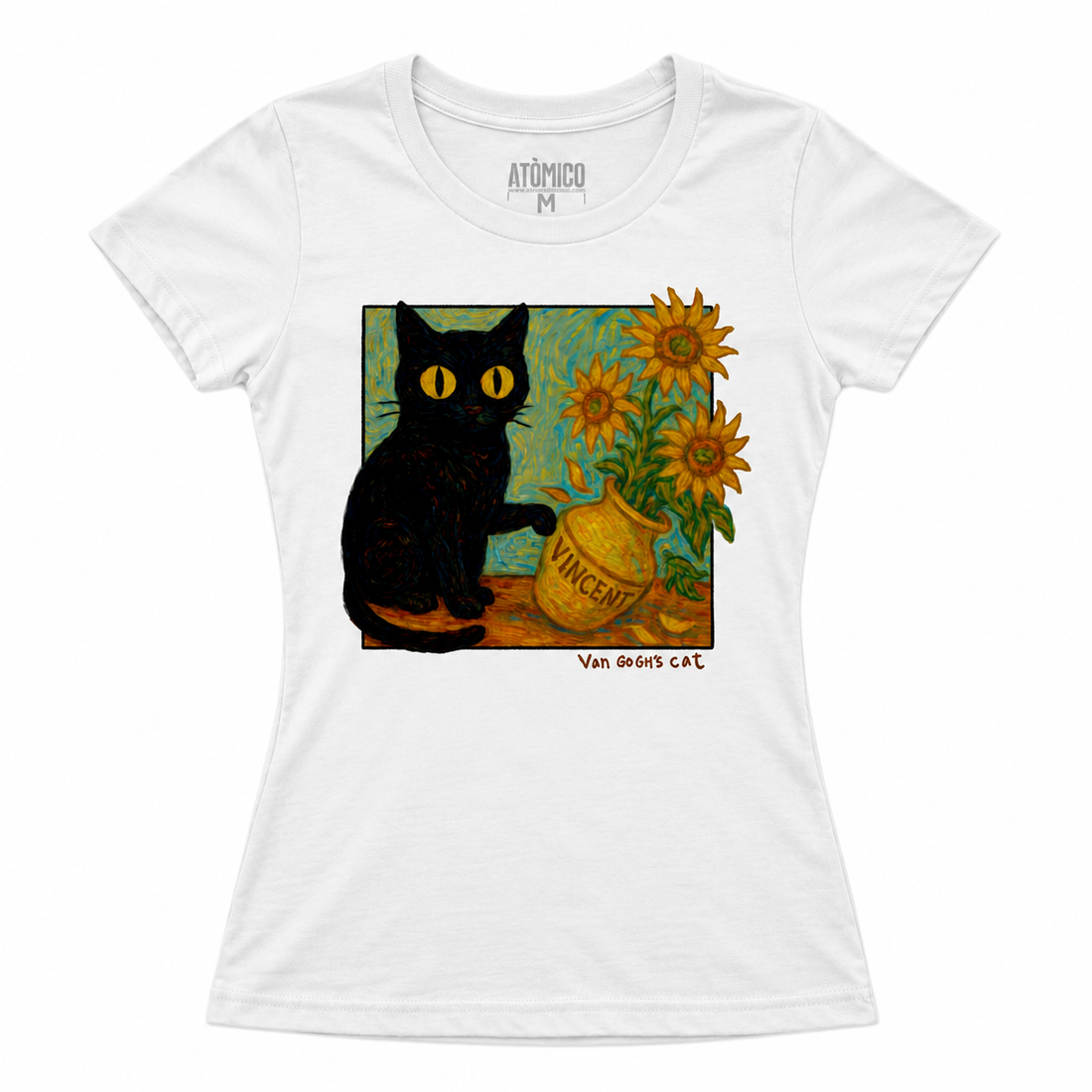 El Gato de Van Gogh Blanco - Playera DAMA