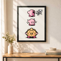 Pan de Muerto Kirby vertical sin paspartú, colgado en una pared.