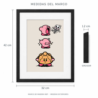 Medidas exteriores del marco Pan de Muerto Kirby: 32 cm de ancho y 42 cm de alto, 1.2 cm de grosor.