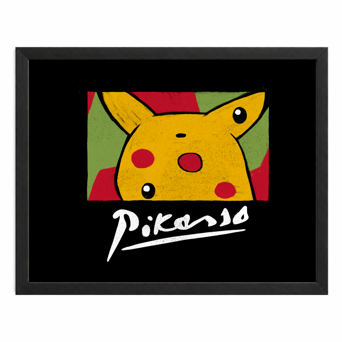 Pikasso sin paspartú y con marco negro MDF, horizontal, vista frontal.