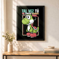 Yoshi sin paspartú, colgado en una pared.