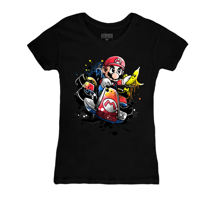 Mario Kart Acuarela Negro - DAMA